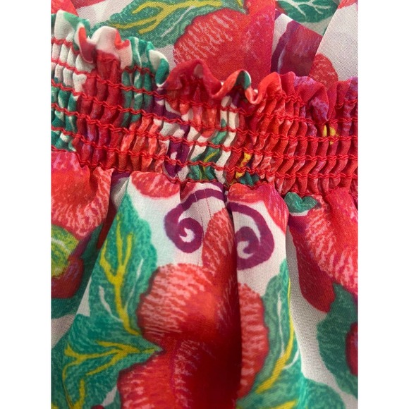 Show Me Your Mumu Casita Off the Shoulder Floral Mini Dress Size XS Red Green - Picture 7 of 8